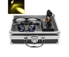3W LED Scheinwerfer Lampe mit Filter + 3.5x 420mm Arbeitsabstand Chirurgische Binokularlupen Optisches Glas + Aluminiumbox Schwarz