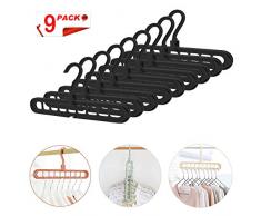 Neuheit 9er Set Magische Kleiderbügel, Innovatives 360 Grad Drehbares Design, Platzsparende Kleiderbügel, Faltbare Rutschfeste Standard-Kleiderbügel, Garderobe Kleiderbügel für Schwere Kleidung