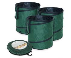 Navaris 3X Pop-Up Laubsack 160l - 55x65cm - selbstaufstellend faltbar selbststehend - aus robustem Polyester Oxford 600D - Gartensack Gartenabfallsack