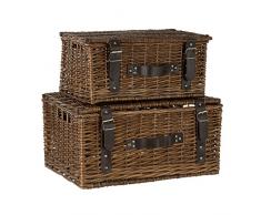 Premier Housewares Weidekörbe aus Naturleder mit Effekt, Weide, Natürlich, 38x57x28, 2