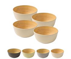 BIOZOYG 4 Stück Premium Bambusschale Elfenbein rund 450 ml I Bambus Geschirr Schüssel Müslischale Obstschale Holzschale Salatschüssel Dekoschale Suppenschale Servierschüssel