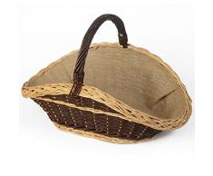 Weidenprofi Weidenkorb mit Jute, Holzkorb aus dunkler Weide, oval geschwungen mit Tragegriff, Größe ca. 55 x 35 cm, 30/35 cm hoch