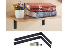 Regalhalterung, 2 Stück Eisen, Schwerlast-Regalhalterung, Eckstütze, Regalträger, Wandaufhängung, 295 mm x 205 mm, L schwarzes Metallregal, Stoffregal, Winkelklammern zur Wandmontage