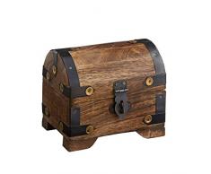 Casa Vivente Holztruhe – Bauernkasse – Schatztruhe – Schmuckkästchen – Spardose – Aufbewahrungsbox aus Holz – Klein – 10 cm x 7 cm x 8,5 cm (Dunkel - Klein) – Verpackung für Geldgeschenke
