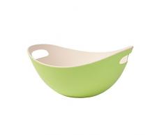 BIOZOYG Bambus Salatschüssel mit Griffen I Müslischale Salatschale Obstschale Holzschale wiederverwendbar, umweltfreundlich, BPA frei I Bambusschale oval 25,5 cm grün weiß