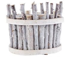 HEITMANN DECO Pflanzkorb rund aus Holz - Blumenkorb für Frühling und Sommer - ideal für Haus und Wohnung - Deko Frühling