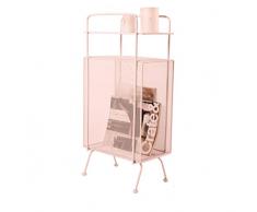 HQQ Eisenbodengestelle Schlafzimmer Nacht Wohnzimmer Ablageboden Sandwich Mehrschichtige Magazinablage Nordic Ins Wind Lagerung Lagerung Doppelnutzung Flower Stand 34X20X70cm (Color : Pink)