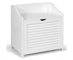 COSTWAY Wäschekorb Holz Wäschetruhe mit Deckel Wäschebank Wäschesammler und Wäschesack weiß 50x34x53cm