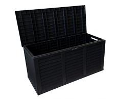 Kunststoff Auflagenbox rollbar 380 Liter, 116,5x51,5xH57,5cm, Anthrazit, Gartenbox Gartentruhe Kissenbox für Polsterauflagen