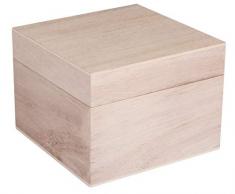 Rayher 62816000 Aufbewahrungs-/Holz-Box, mit Deckel, 12x12x9cm, Holzkiste, Holzschachtel mit abnehmbarem Deckel