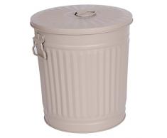 Abfalleimer Mülleimer Vintage Wäschebehälter Deckeleimer Mülltonne mit Tragegriffen Beige à 42 cm, Höhe 47,5 cm