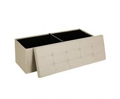 SONGMICS Sitzbank Sitztruhe max. statische Belastbarkeit 300 kg mit Stützrahmen aus Metall 120 L beige 110 x 38 x 38 cm LSF77BE