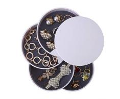 Ulikey Runde Form Schmuckkästchen, Tower Kosmetik Organizer, 4 Ebenen Drehbar Schmuckschatull, Schmuckaufbewahrung für Ringe Ohrringe Halskette,Geburtstag Mädchen Frauen Geschenk (Weiß)
