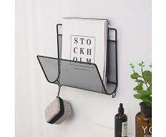 TINE Wand Magazinhalter 3-Lagiger Zeitungshalter Zeitung Wandzeitungshalter Schöner Zeitschriftensammler Aus Metall Für Badezimmer, Küche Oder Büro Auch Für Bücher Etc. Geeignet(Schwarz,Gold),Schwarz
