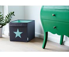 STORE,IT 672142 groÃe Ordnungsbox offen, grau mit Mintgrünem Stern, Polyester, Grau/ Mint, 38 x 32 x 32 cm