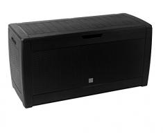 XXL Box mit 310 Liter Volumen und viel Platz für Ihre Stuhlauflagen, Kissen oder andere Gegenstände. In tollem Rattan-Design. Abwaschbar und einfach im Aufbau