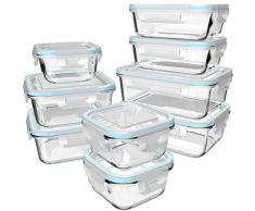 GENICOOK Glas-Frischhaltedose Set 9er,Glas aufbewahrungsbehälter,Glas vorratsdosen mit Deckel für küche,lebensmittelbehälter aus Glas, Meal prep Boxen, BPA-frei-Glasbehälter