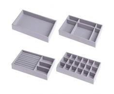 Kitchenmore Schubladen Organizer,Schmucktablett Stapelbar,Schmuckkasten Lint Schmuckaufbewahrung Schubladeneinsatz für Schmuck,Ohrringe,Armband,Ringe