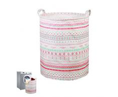 Faltbar leinen Wäschekorb, KAKOO Laundry Basket Wasserabweisend Wäschesammler Wäschesack Schmutzwäsche Sortierte Aufbewahrung in Bohemian Stil 62L für Kinder Spielzeug Kleidung Organizer Korb