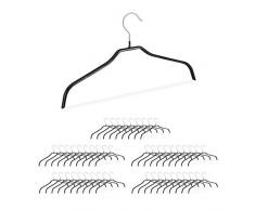 Relaxdays Rutschfeste Kleiderbügel, 50er Set, Hemdenbügel, Blusenbügel mit Gummiummantelung, Metall, 42 cm, schwarz