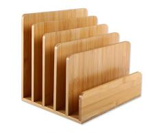 Gräfenstayn® Dokumentenhalter aus Bambus (24,5 x 20, 5x 23 cm) mit 5 Fächern für Papier-ablage, Zeitschriften oder Prospekte