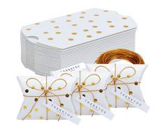 TsunNee Kissen Papier Süßigkeiten-Boxen mit Dankeskarte, Weihnachten Weihnachten Party Geschenkboxen, süße Hochzeit Gastgeschenkboxen, Kreative Papier Leckerli-Boxen, 50 Stück, Stil 1, 24-Pack