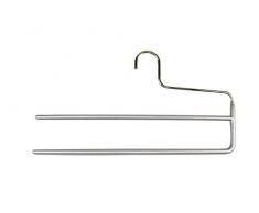 MAWA 0220015052 10 x Robuster 2-fach Hosenkleiderbügel, SKINfriedly anti Rutsch Beschichtung, 35 cm silber