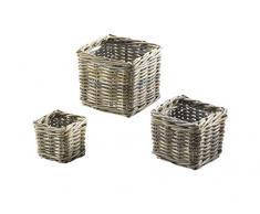 Übertopf Rattankorb Rattanübertopf Pflanzkorb bepflanzbarer Korb Korbset Übertopfset Rattan 3er Set Rattanübertöpfe eckig