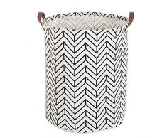 Fyore Faltbar Groß Wäschekorb Wäschesack Canvas Leinen PU Leder Griff Dreieckig Design 50x40cm (Pfeil)