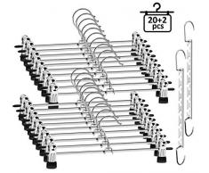 ilauke Metall Hosenbügel Kleiderbügel mit Magic Kleiderbügel, Anti-Rutsch Kleiderbügel für Hosen Socken Röcke (20 Stück)