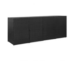 vidaXL Mülltonnenbox für 4 Tonnen Mülltonne Müllbox Mülltonnenverkleidung Müllcontainer Gerätebox Schwarz 305x78x120cm Poly Rattan Stahl