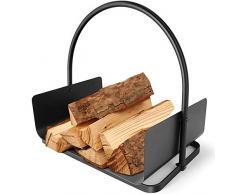Amagabeli Holzkorb Kaminholz 45 x 30 x 43cm Kaminholzkorb Brennholzkorb Metall Feuerholzkorb Holzwiege Kamin aus Stahl mit Henkel Tragekorb für Holz Kaminholz Holztrage für Holzofen Kaminholzschale