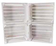 4X Vintage-Möbel 24 alte weiße/Shabby chic Holzkiste 50cm x 40cm x 30cm Obstkiste mittel groß Weinkisten Kisten Garten Dekoration Apfelkisten DIY Holz