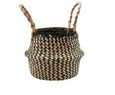 TianranRT Haus Garten, Seegras Weidenkorb Blumentopf Faltkorb Schmutziger Korb Aufbewahrungsdekoration