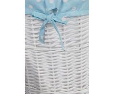 DVier Wäschekorb weide weiß Babyblau rund D.32 H.47, D.32cm H.47cm