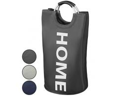 WELLENBORG® Premium Wäschekorb - [38x72cm | 82 Liter] - wasserabweisender Wäschesammler - Faltbarer Wäschekorb grau - einzigartige Wäschetonne - schöner Wäschesack in 3 Farben