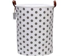 Sea Team 19,7 Zoll große Größe wasserdichte Beschichtung Ramie Cotton Fabric Folding Wäschekorb Eimer Zylindrischer Sackleinen Leinwand Aufbewahrungskorb