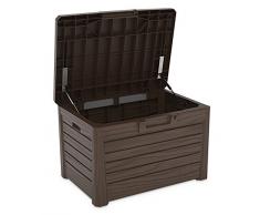 Toomax Kissenbox #Z158 braun 120 Liter Inhalt Holz Optik - mit Sitzfläche 200 kg Tragkraft - absolut wasserdicht - abschließbar