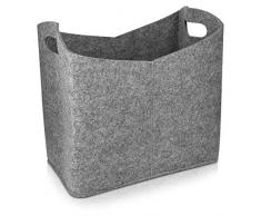 Navaris Filzkorb für Kaminholz Zeitungen 40x23x39cm - Filz Korb für Feuerholz große Filztasche Zeitungsständer - Aufbewahrung mit Griff in Grau