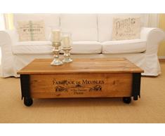 Uncle Joe´s Couchtisch Meubles Truhentisch Truhe im Vintage Shabby chic Style aus Massiv-Holz in braun mit Stauraum und Deckel Holzkiste Beistelltisch Landhaus Wohnzimmertisch Holztisch nussbaum