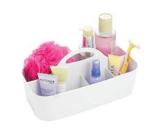 mDesign Badezimmer Korb - 6 Fächer - Organizer Dusche und Bad - Aufbewahrungsbox - Farbe: Weiß, Material: Kunststoff - Für Duschgel, Shampoo, Rasierer