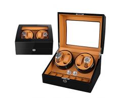 Luckyin Organizer für Herrenuhren, Schmuckvitrine, Automatischer Uhrenbeweger, Aufbewahrungsbox für bis zu 10 Schmuckarmbänder,blackbrown