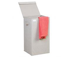 mDesign Wäschekorb mit Deckel – faltbare Wäschetruhe mit Deckel und Griffen für Kinderzimmer, Bad oder Schlafzimmer – aus atmungsaktivem Polypropylen – 35,5x35,5x64 cm – taupe/natur