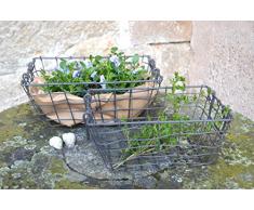 Metall-Korb 2er Set aus Draht im Vintage Shabby Chic – vielseitig verwendbar in der Küche, im Garten und als Deko-Körbe