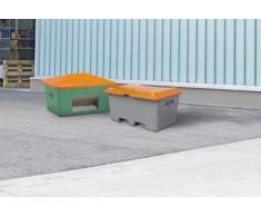 CEMO Streugutbehälter aus GfK - Volumen 400 l, mit Entnahmeöffnung, Behälter grün - Kunststoff-Behälter Mehrzweckbehälter Schüttgutbehälter Streugutbehälter GfK-Behälter Behälter für Streugut Großbehälter Kunststoff-Behälter