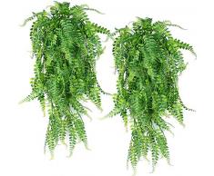 Antspirit Künstliche hängende Reben Farne Pflanzen gefälschte Efeublätter Girlandenrebe im Freien UV-beständige Kunstplastik hängende Pflanze für Wand Innen hängende Körbe Hochzeit - 2Stck (Farne)