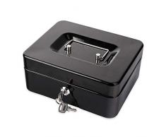 Schramm® Geldkassette Geldkasten SCHWARZ abschließbar in 2 verschieden Größen mit herausnehmbaren Münzgeldeinsatz, Größe:20 x 15 x 8.7 cm