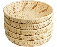 5 x Maisstroh Schale / Deko Korb, natur/braun | Ø 30 cm