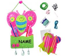 alles-meine.de GmbH Bastelset - Filz Tasche / Hängeaufbewahrung - bunter Schmetterling - zum Sticken, einfaches Nähen per Hand _ incl. Name - Hängeorganizer / Utensilo - Filz..