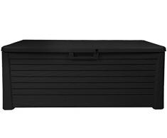 Ondis24 Kissenbox Florida Holz Optik Sitztruhe Auflagenbox Poolbox 550 Liter XXL mit Gasdruckfedern (XXL, Anthrazit)